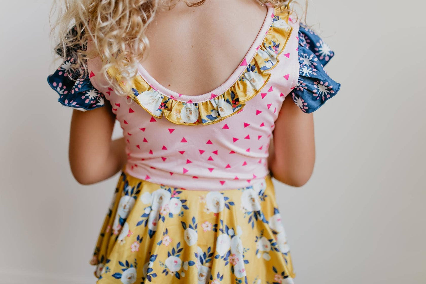 Mustard Floral Skirted Leotard